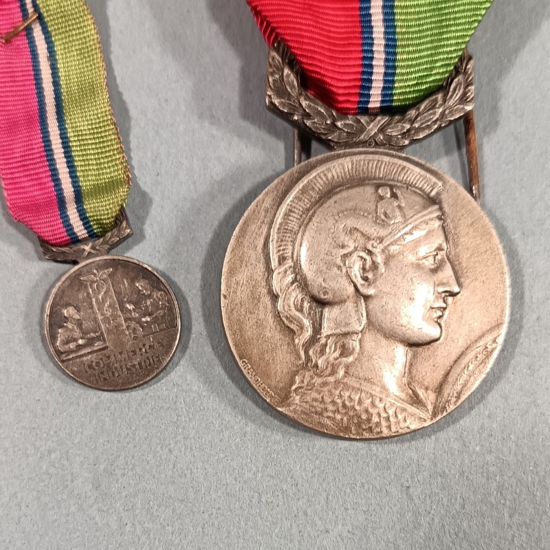 MEDAILLE ET SA REDUCTION DU SYNDICAT GENERAL DU COMMERCE ET DE L'INDUSTRIE ATTRIBUEE EN 1954 TETE D'ATHENA PAR GRANDHOMME